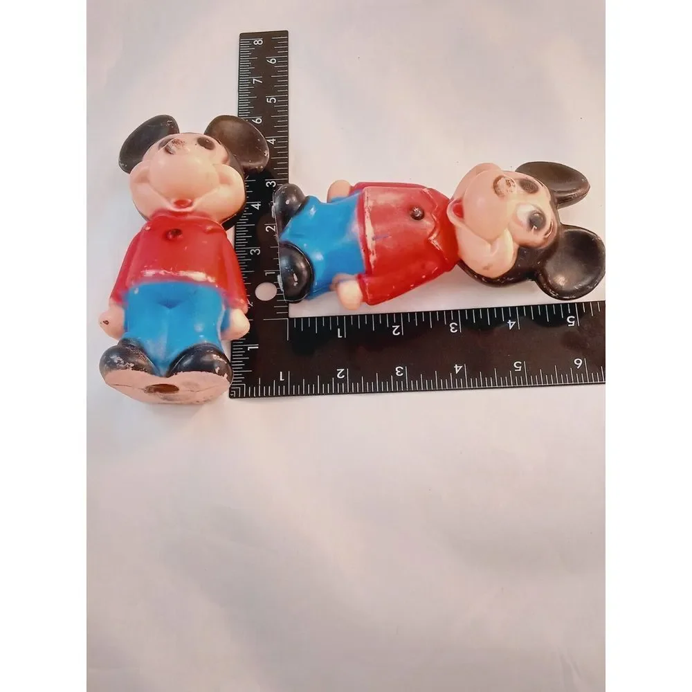 2 - Vintage 1960's - Mickey‎ Mouse - Hard Plastic Bowling Pin Toy